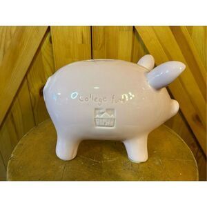 Ceramic Coin Pig Piggy Bank College Fund Pink